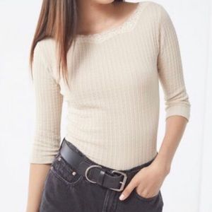 SOLD Urban Outfitters lace ribbed thermal crew
